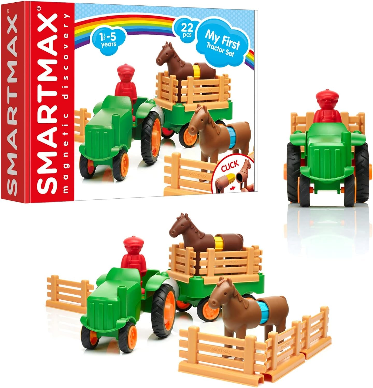 My First Animal Train STEM Magnetic Discovery Play Set with Moving Train and Soft Animals for Ages 1-5