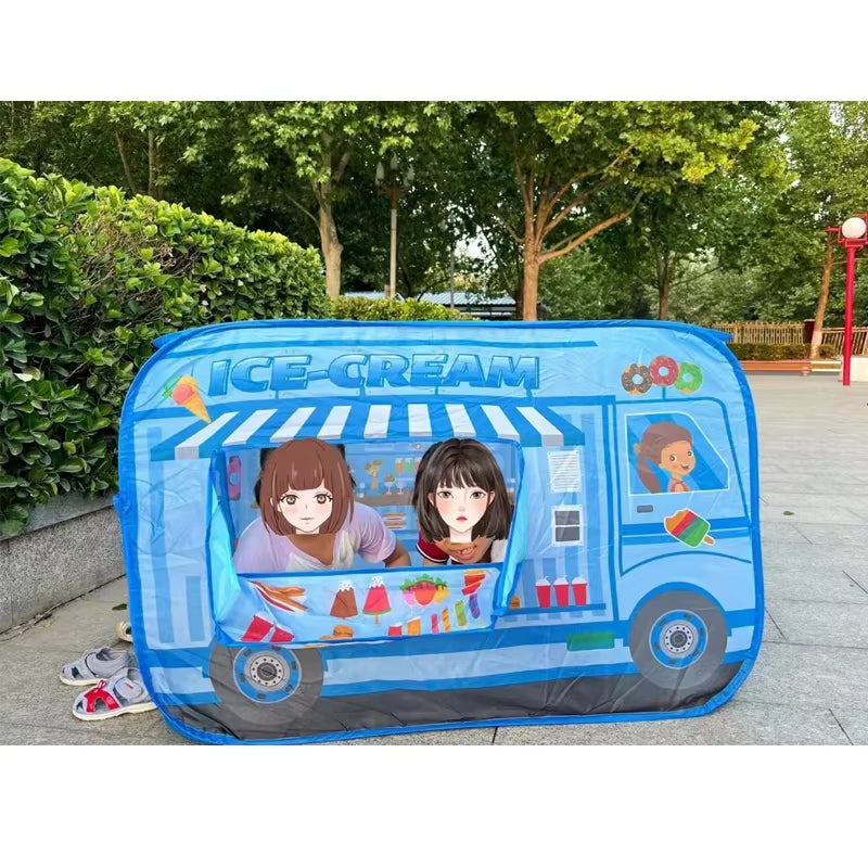 Kids' Ice Cream Car Playhouse Tent - Fun Indoor Folding Ball Pool for Boys and Girls