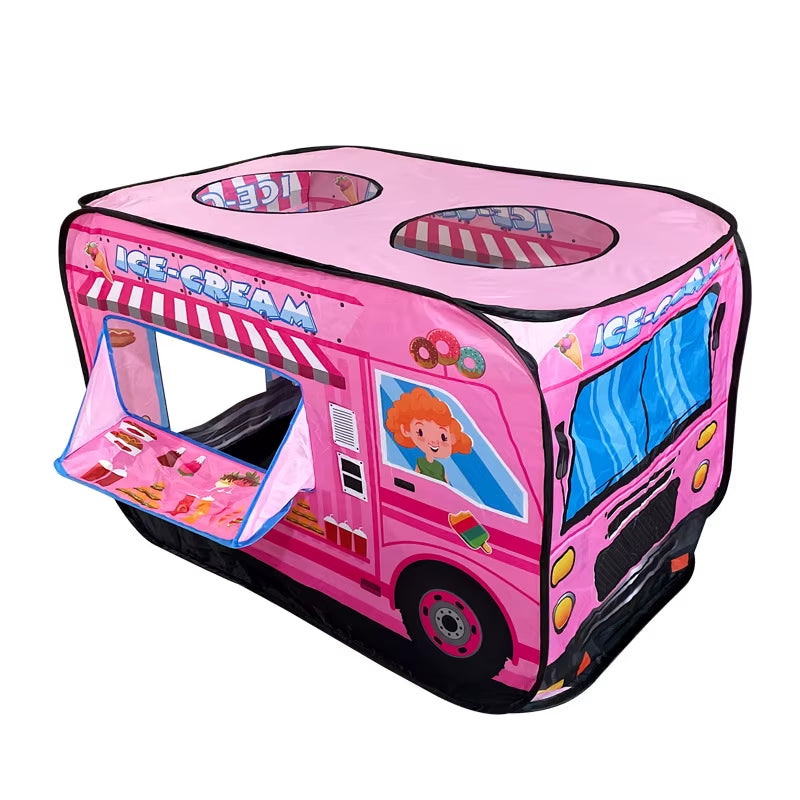 Kids' Ice Cream Car Playhouse Tent - Fun Indoor Folding Ball Pool for Boys and Girls