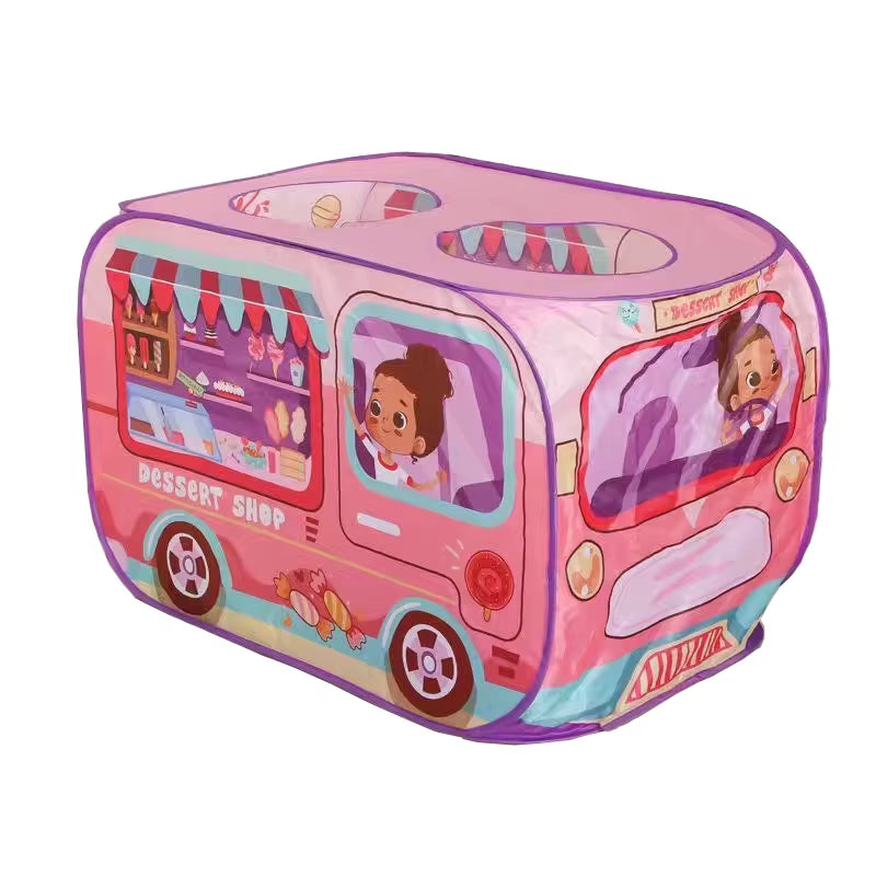 Kids' Ice Cream Car Playhouse Tent - Fun Indoor Folding Ball Pool for Boys and Girls
