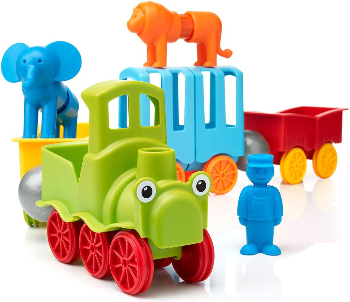 My First Animal Train STEM Magnetic Discovery Play Set with Moving Train and Soft Animals for Ages 1-5