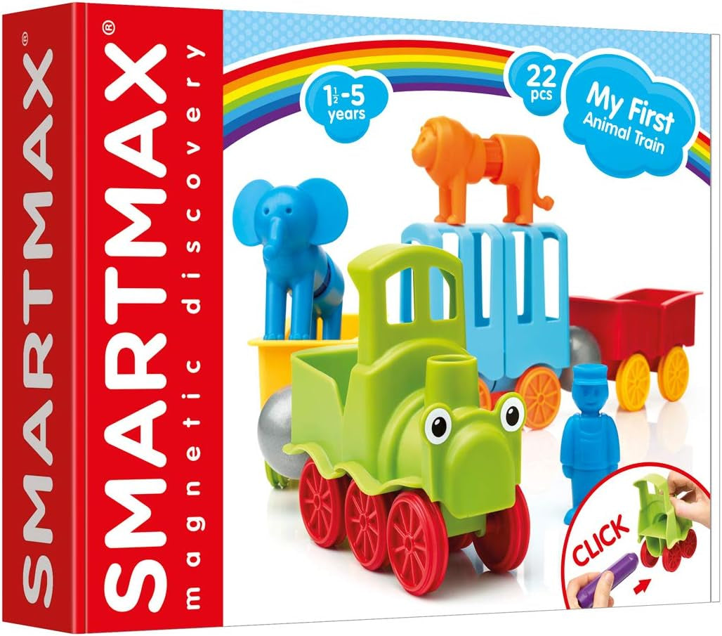 My First Animal Train STEM Magnetic Discovery Play Set with Moving Train and Soft Animals for Ages 1-5
