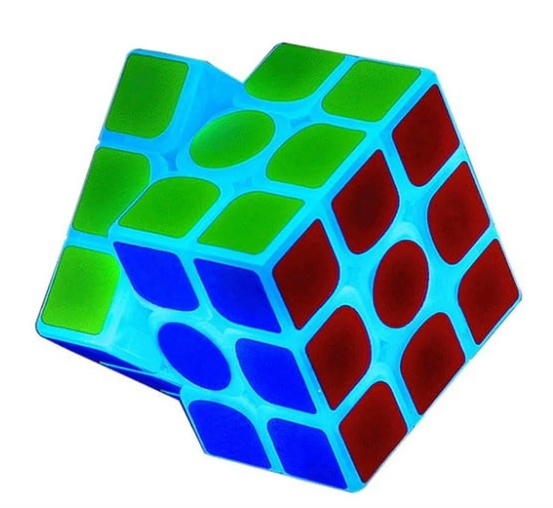Blue Luminous Speed Cube 3X3X3 Glow in Dark Magic Cube Puzzle Toy Fluorescent Speed Cube 3-D Brain Teasers IQ Puzzles for Kids and Adults