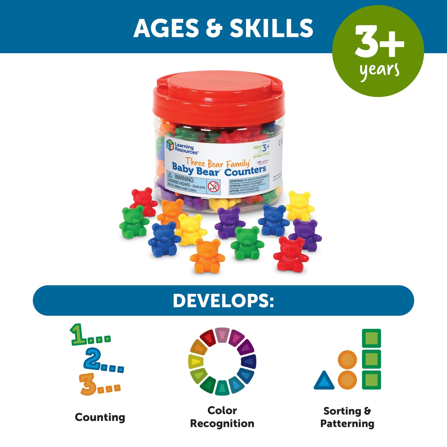 Baby Bear Counters Toddler Toys Montessori, Ages 3+