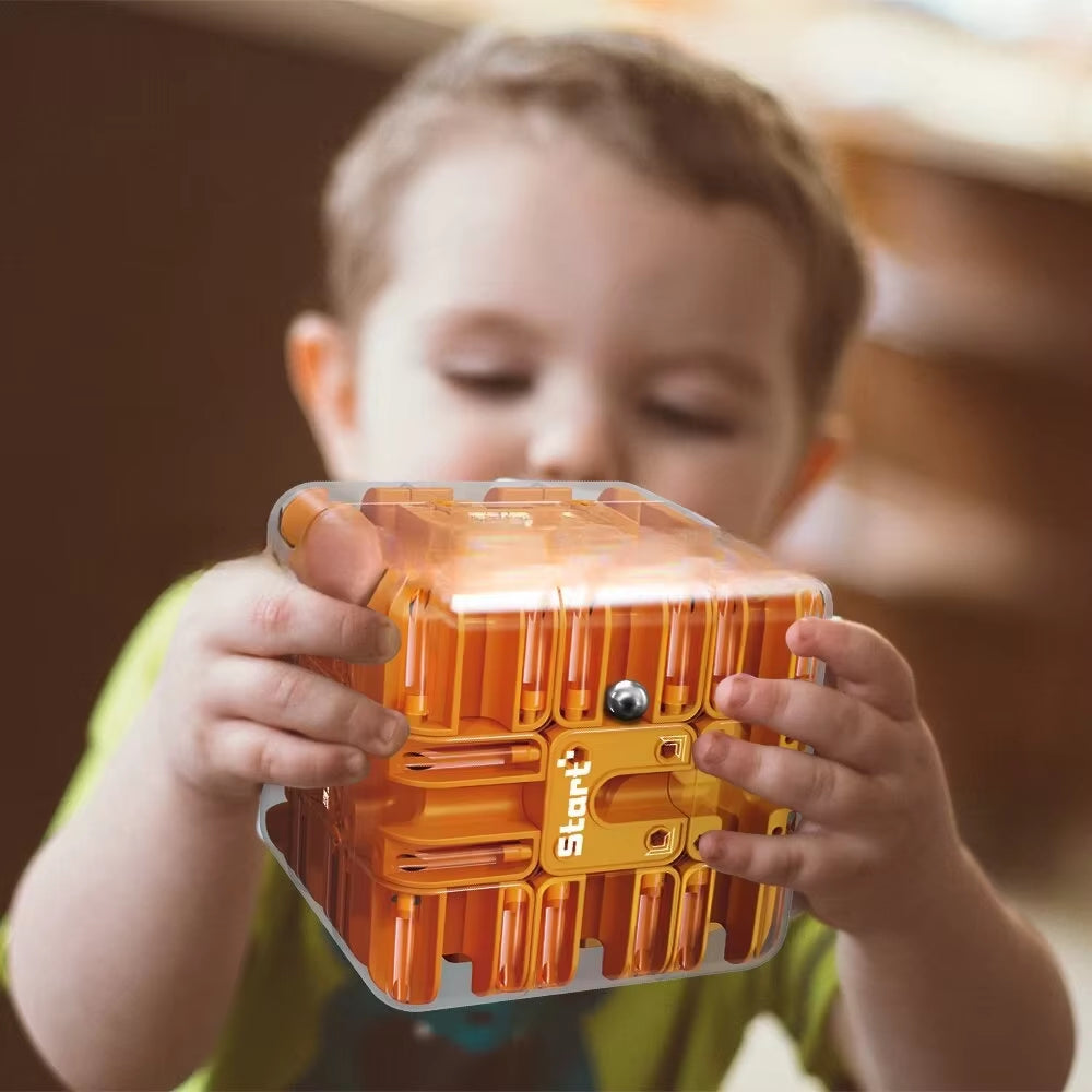 3D Maze Magic Cube Six-Sided Transparent Puzzle Speed Cube Rolling Ball Cubes Maze Toys for Children Stress Reliever Toys