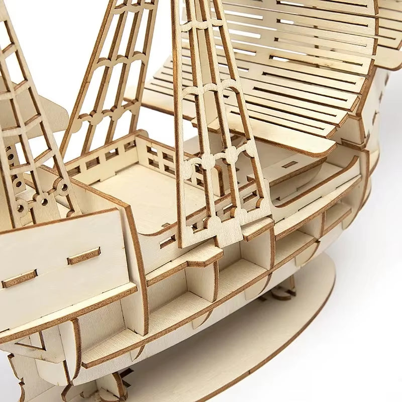 1PC 3D Sailboat Wooden Puzzle Assembly Model Puzzle DIY Wooden Crafts 3D Puzzle Gifts Desktop Decoration