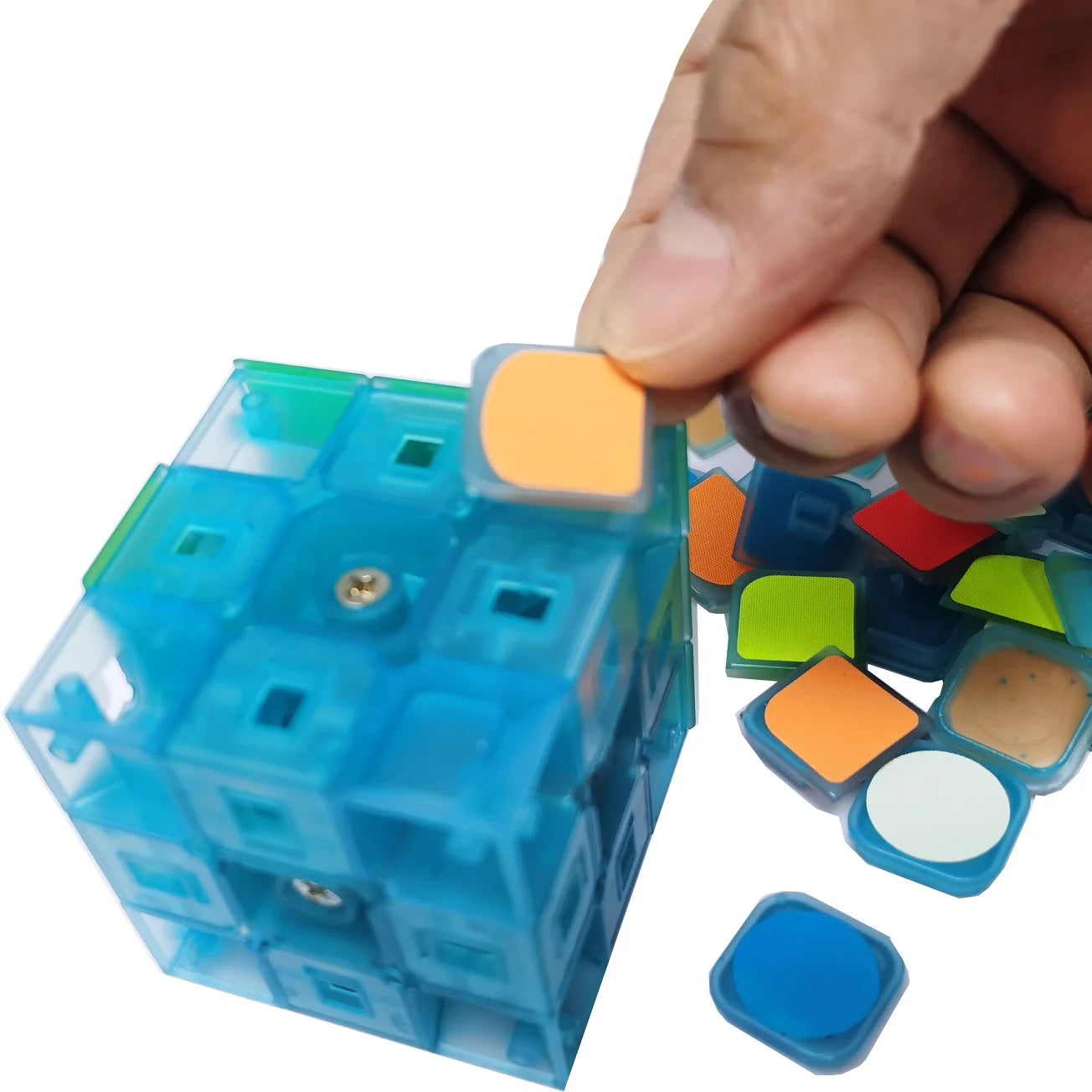 Blue Luminous Speed Cube 3X3X3 Glow in Dark Magic Cube Puzzle Toy Fluorescent Speed Cube 3-D Brain Teasers IQ Puzzles for Kids and Adults