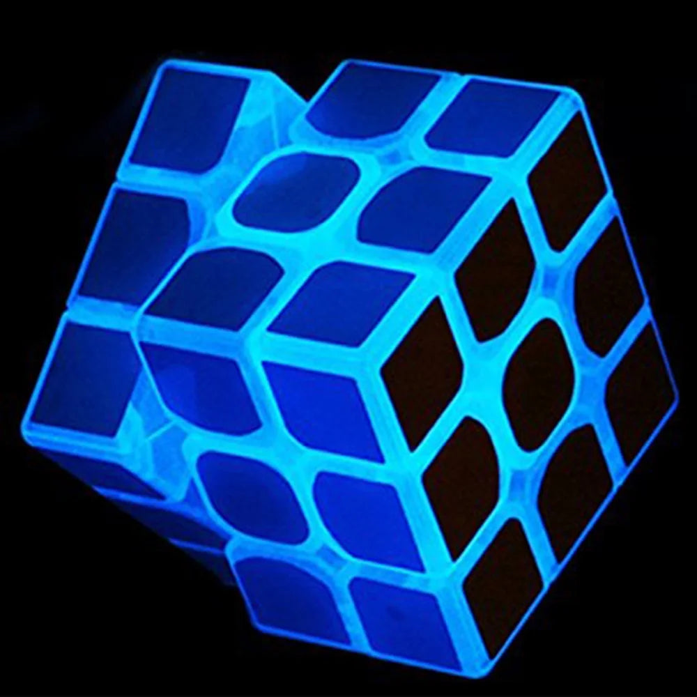 Blue Luminous Speed Cube 3X3X3 Glow in Dark Magic Cube Puzzle Toy Fluorescent Speed Cube 3-D Brain Teasers IQ Puzzles for Kids and Adults