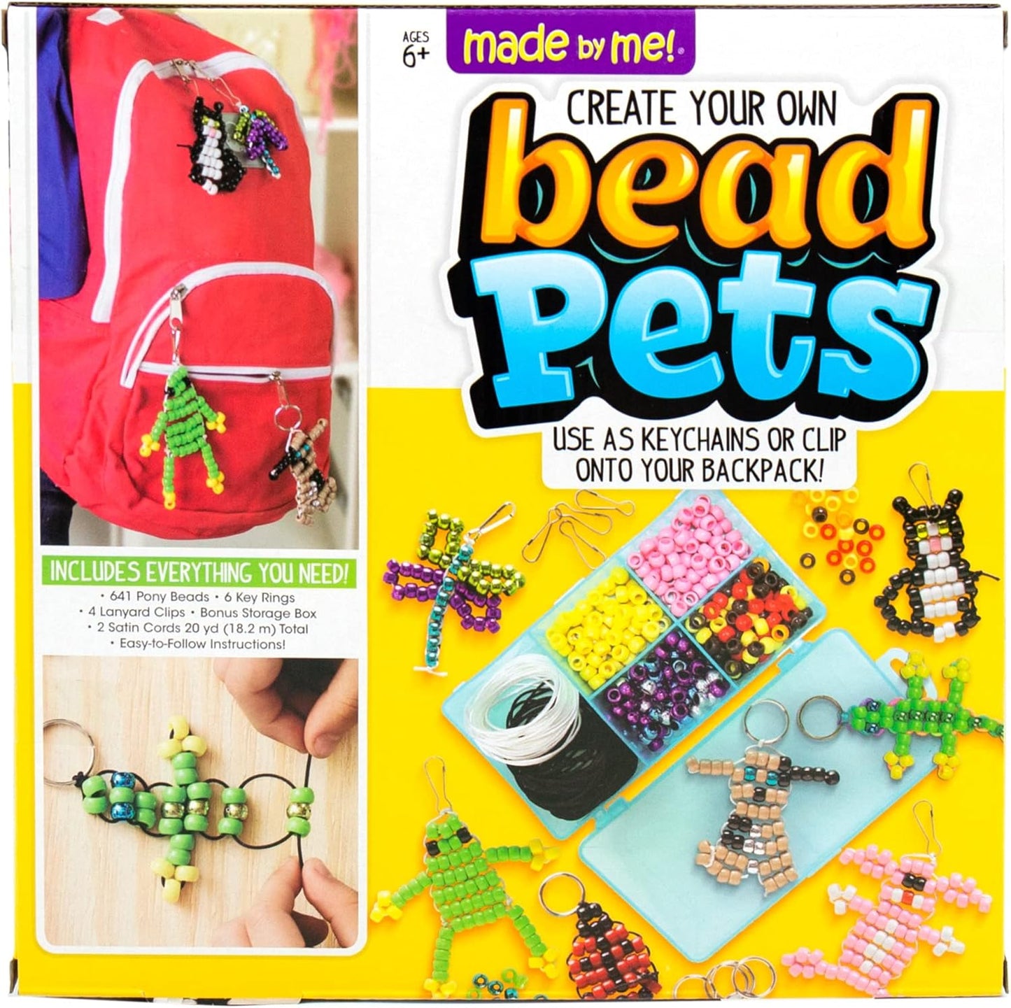 Create Your Own Bead Pets by Horizon Group USA, Includes over 600 Pony Beads, 6 Key Rings, Storage Box & Much More