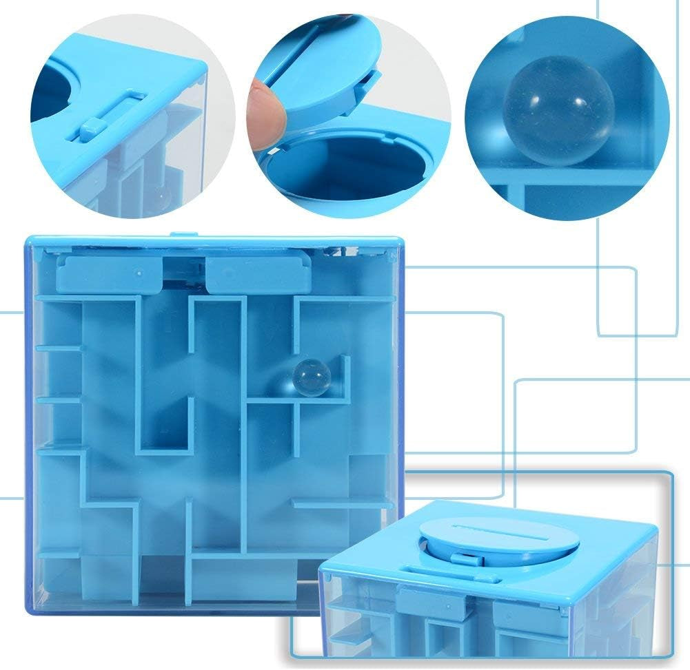 Money Maze Puzzle Box for Kids and Adults, Perfect Money Holder Maze Puzzle Gift Box (Blue)