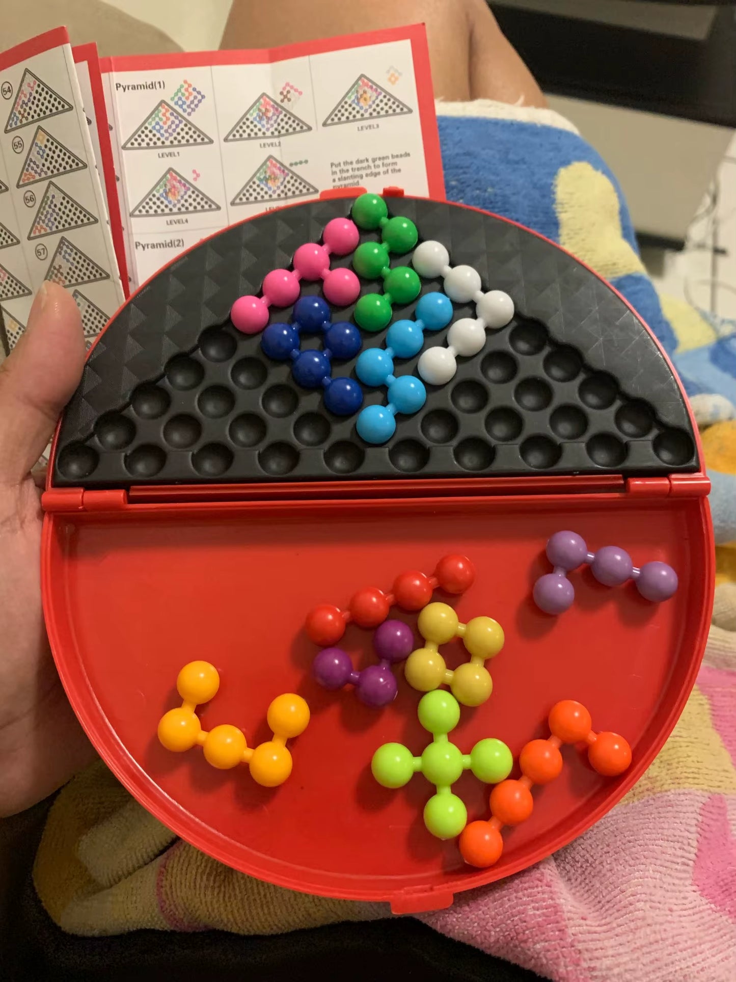 Classic IQ 3D Puzzle Board Game Pyramid Plate with Pearl Beads Children'S Logical Thinking Montessori Educational Toy Gift