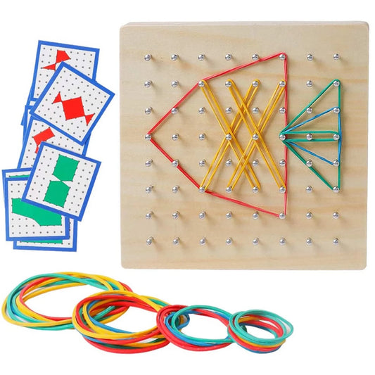 Stem Geo Board – 8X8 Math Manipulative for Kids Ages 3+ with Pattern Cards & Rubber Bands