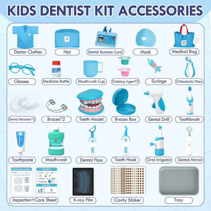 Lehoo Castle Doctor Kit for Kids, 31-Pieces Dentist Playset, Super Smile Dentist Kit, Pretend Doctor Kit, Pretend Play Toy for Kids Ages 3+, Dental Accessory, Education Toy for Kids, Birthday Gift for Boys Girls, Christmas Gifts, Blackfriday