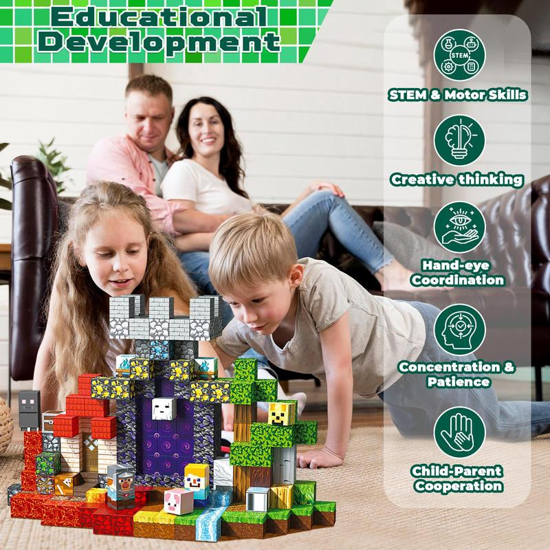 Magnetic Building Blocks-200Pcs Magnetic Blocks Magnetic STEM Montessori Children Sensory Toys 4-8 Years Boys Girls Christmas Birthday Gift