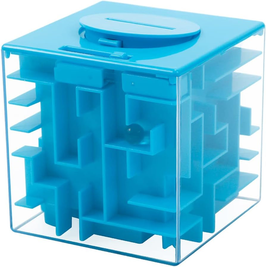 Money Maze Puzzle Box for Kids and Adults, Perfect Money Holder Maze Puzzle Gift Box (Blue)