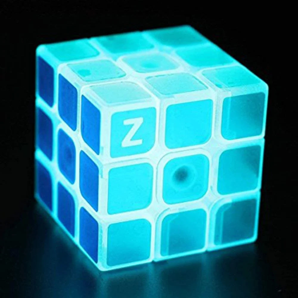 Blue Luminous Speed Cube 3X3X3 Glow in Dark Magic Cube Puzzle Toy Fluorescent Speed Cube 3-D Brain Teasers IQ Puzzles for Kids and Adults