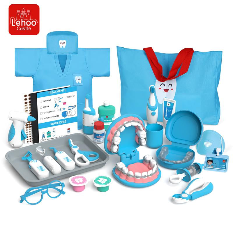 Lehoo Castle Doctor Kit for Kids, 31-Pieces Dentist Playset, Super Smile Dentist Kit, Pretend Doctor Kit, Pretend Play Toy for Kids Ages 3+, Dental Accessory, Education Toy for Kids, Birthday Gift for Boys Girls, Christmas Gifts, Blackfriday