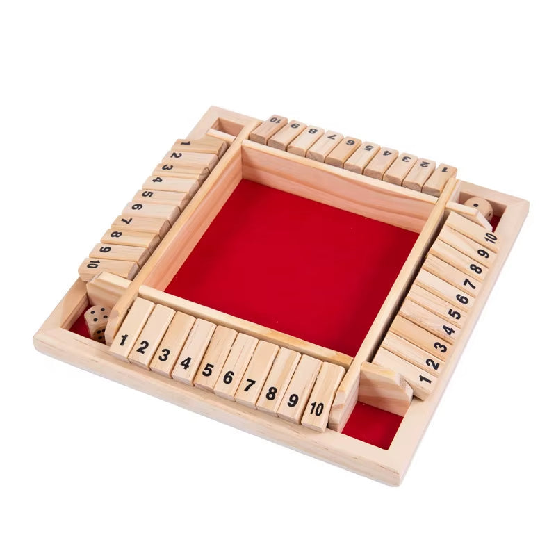 Shut the Box Dice Game,2-4 Player Family Wooden Board Table Math Games for Adults, 8 Dices Classics Tabletop Version Games for C