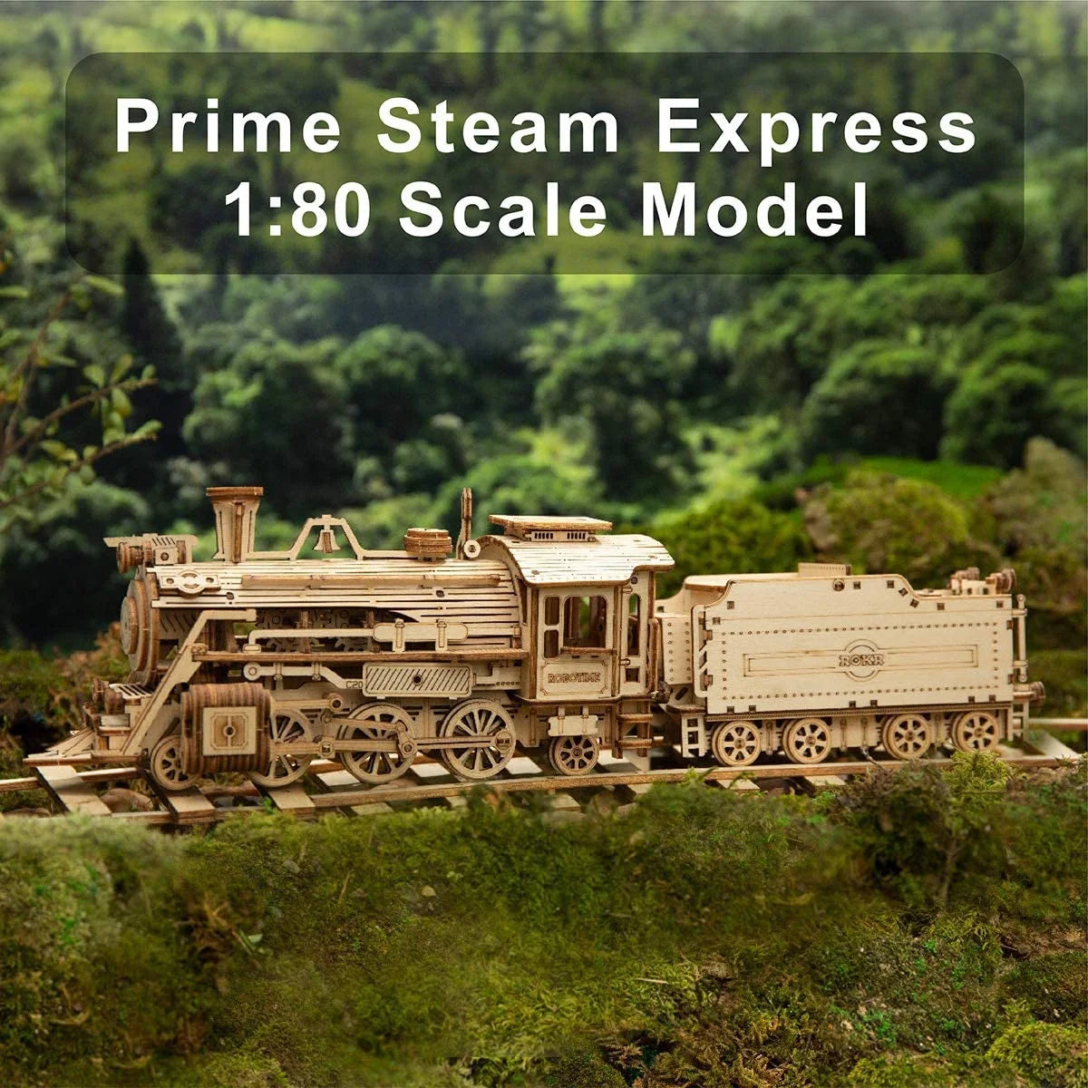 3D Wooden Puzzle for Adults-Mechanical Train Model Kits-Brain Teaser Puzzles-Vehicle Building Kits-Unique Gift for Kids on Birthday/Christmas Day(1:80 Scale)