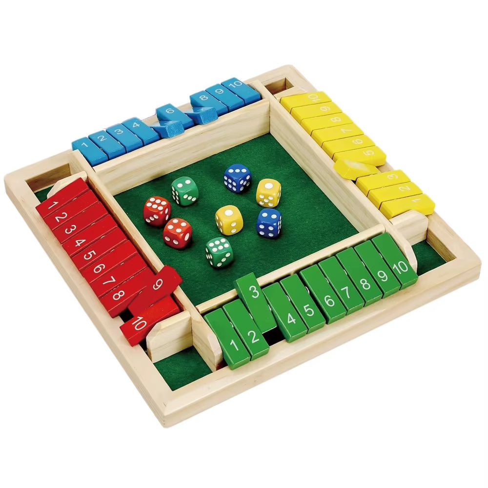 Shut the Box Dice Game,2-4 Player Family Wooden Board Table Math Games for Adults, 8 Dices Classics Tabletop Version Games for C