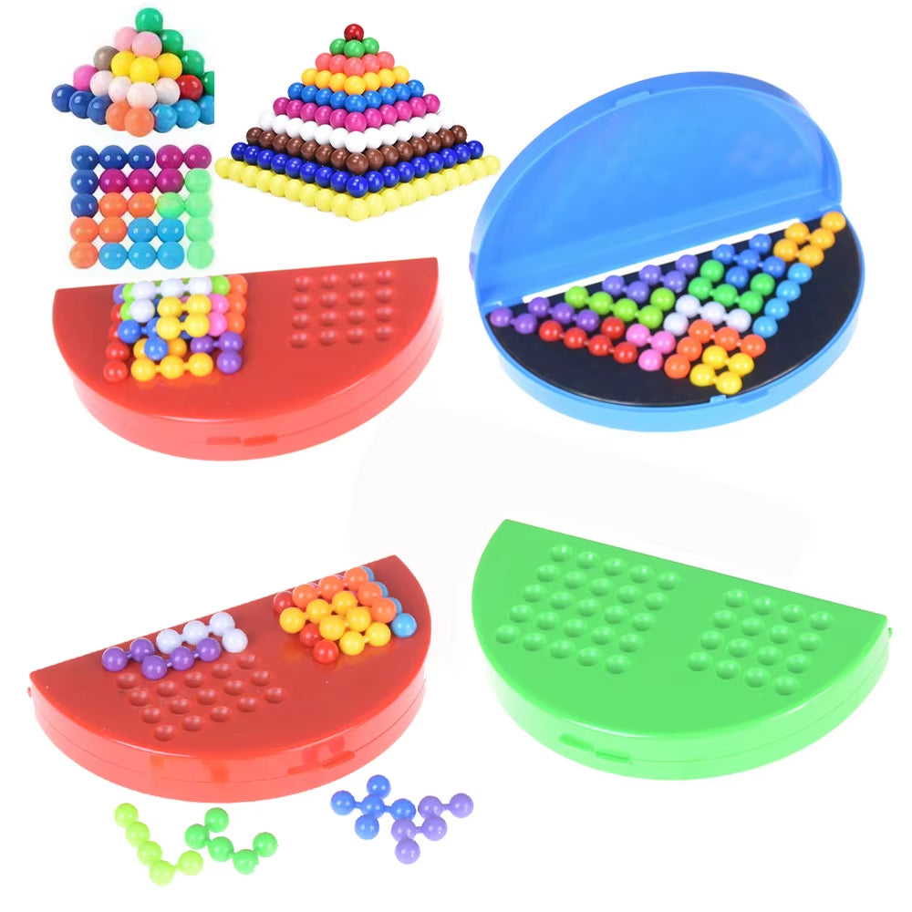 Classic IQ 3D Puzzle Board Game Pyramid Plate with Pearl Beads Children'S Logical Thinking Montessori Educational Toy Gift