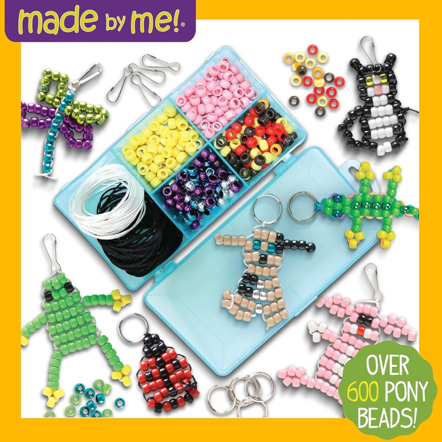 Create Your Own Bead Pets by Horizon Group USA, Includes over 600 Pony Beads, 6 Key Rings, Storage Box & Much More