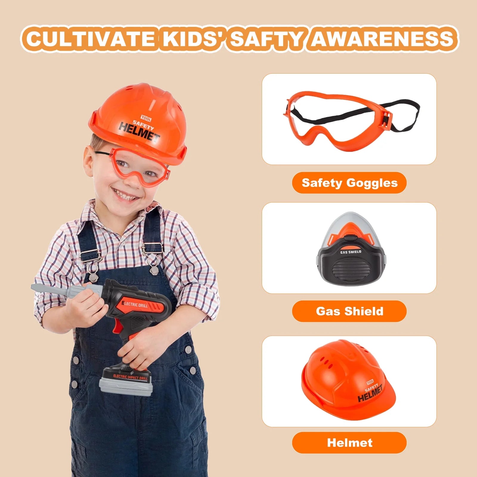 Kids Tool Set Kids Toys 32PCS Pretend Play Toddler Tool Toys with Electronic Toy Drill Set Construction Kits Toys for Christmas Birthday Kids Ages 3-8