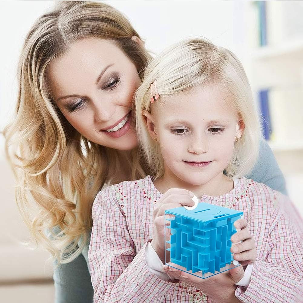Money Maze Puzzle Box for Kids and Adults, Perfect Money Holder Maze Puzzle Gift Box (Blue)